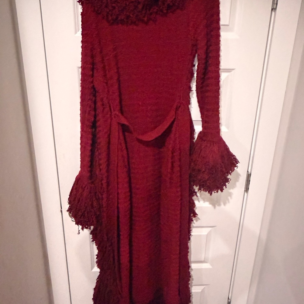 Hanifa Deep Red Textured Cardigan